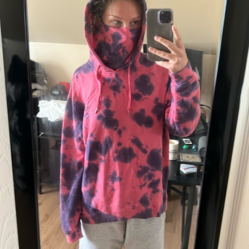 XL Tie Dye Hoodie Sweatshirt with built-in face mask